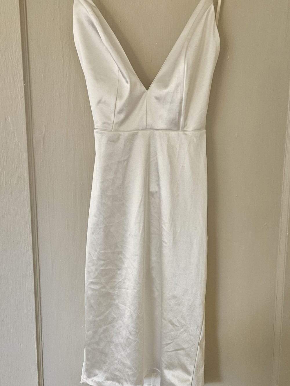 Satin Midi Slip Dress With Open Back And Runched Butt